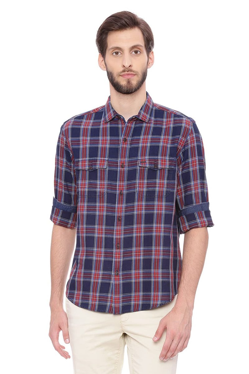 BASICS SLIM FIT CHECKS SHIRT