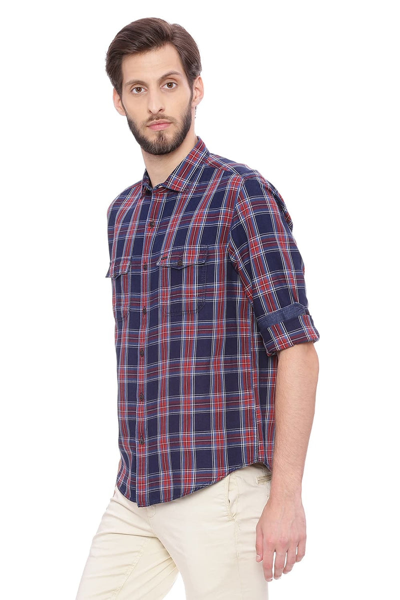 BASICS SLIM FIT CHECKS SHIRT