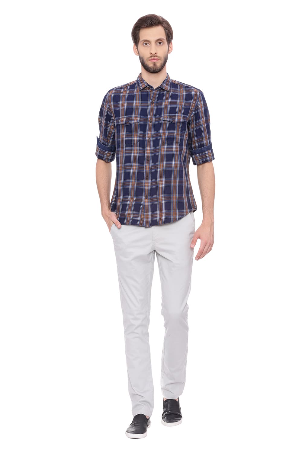 BASICS SLIM FIT CHECKS SHIRT