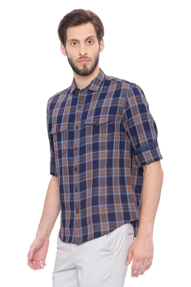 BASICS SLIM FIT CHECKS SHIRT