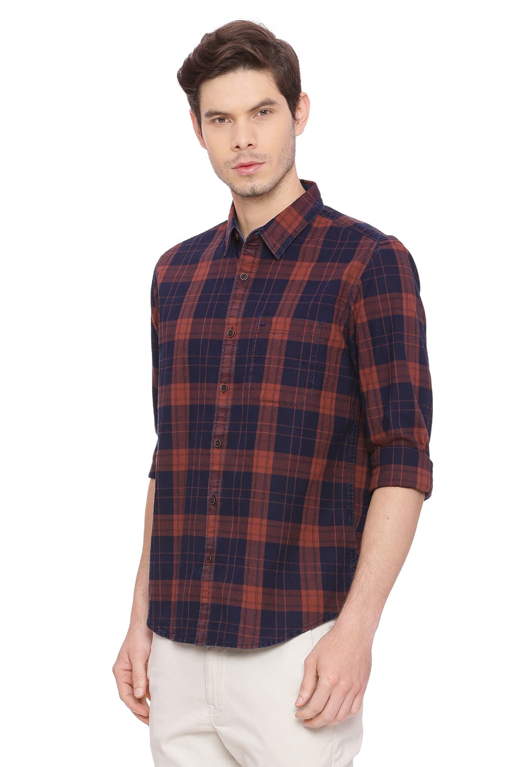 BASICS SLIM FIT CHECKS SHIRT