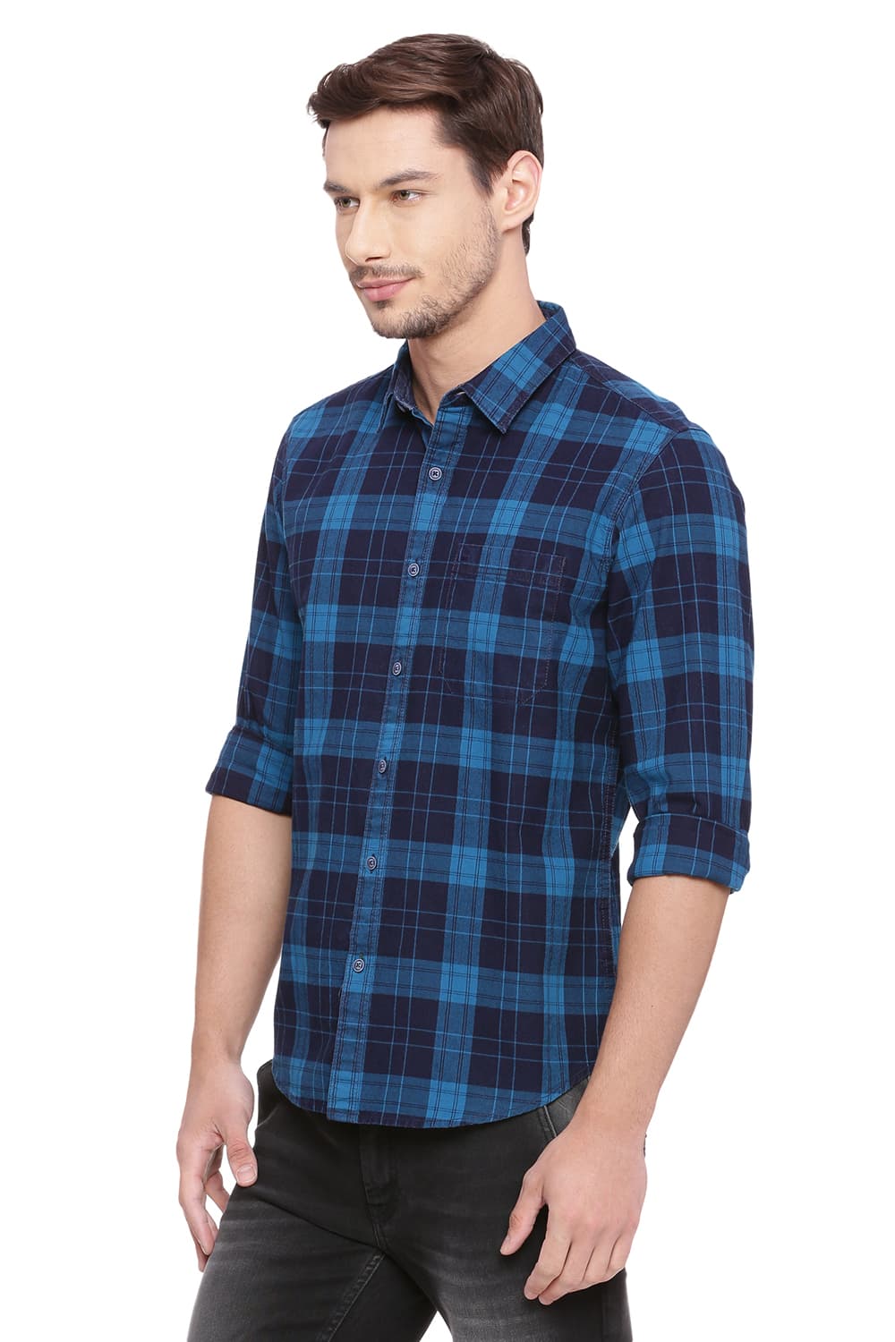 BASICS SLIM FIT CHECKS SHIRT