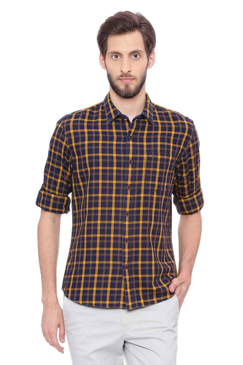 BASICS SLIM FIT CHECKS SHIRT