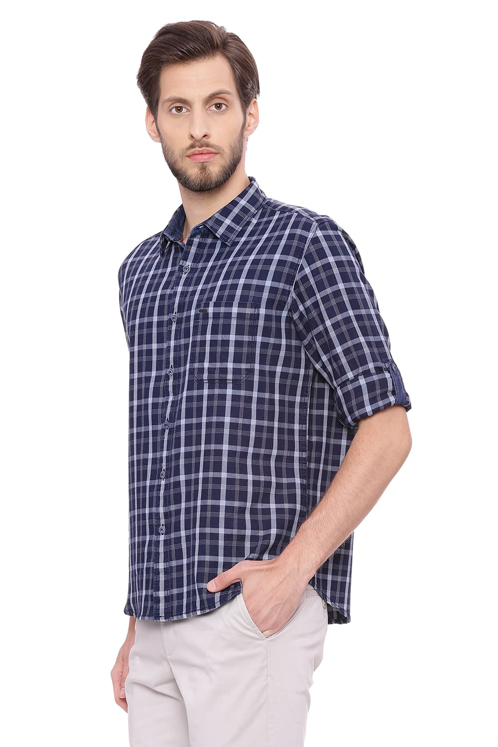 BASICS SLIM FIT CHECKS SHIRT