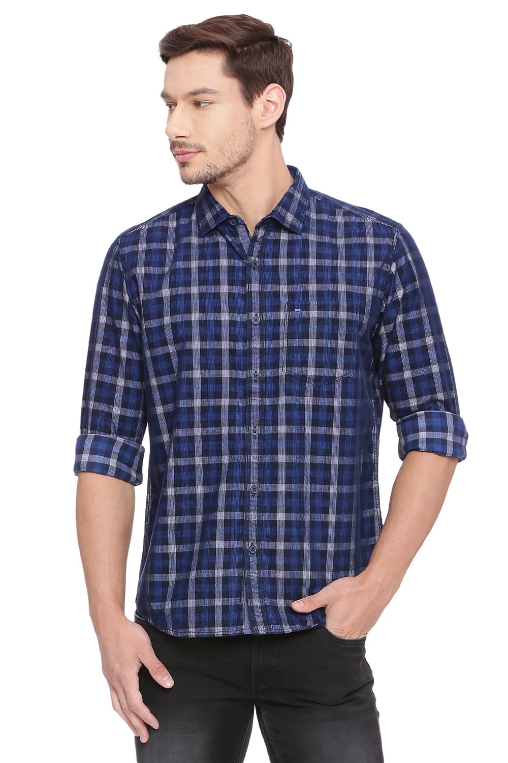 BASICS SLIM FIT CHECKS SHIRT