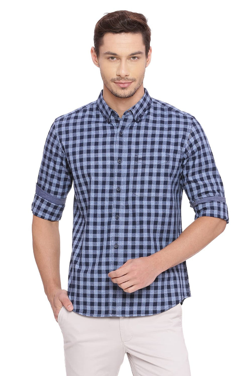 BASICS SLIM FIT CHECKS SHIRT