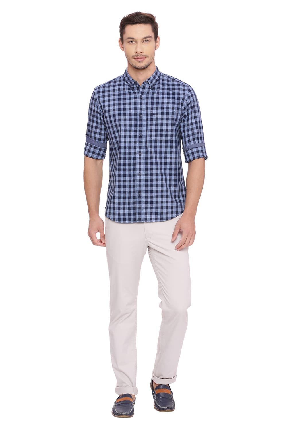 BASICS SLIM FIT CHECKS SHIRT