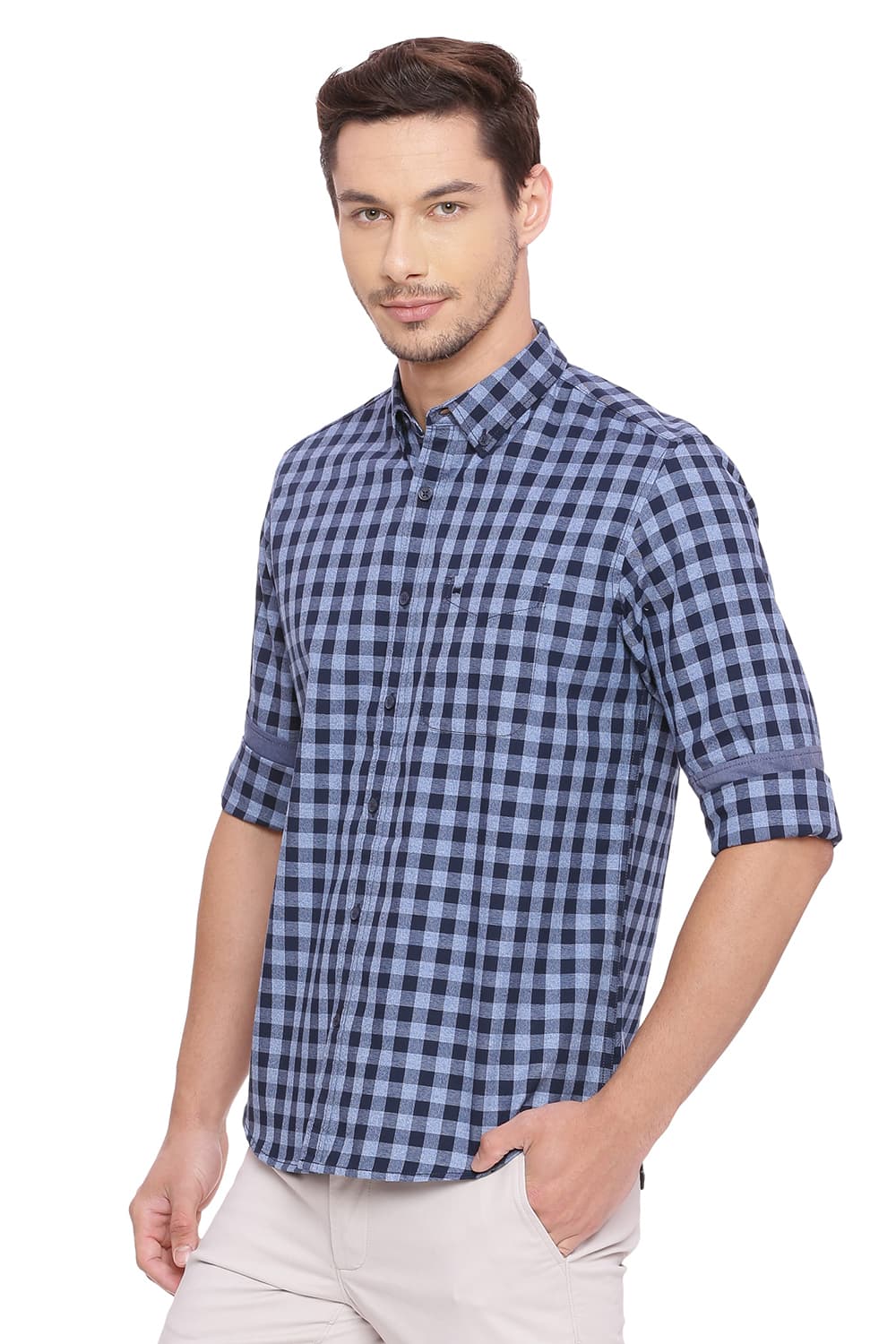 BASICS SLIM FIT CHECKS SHIRT