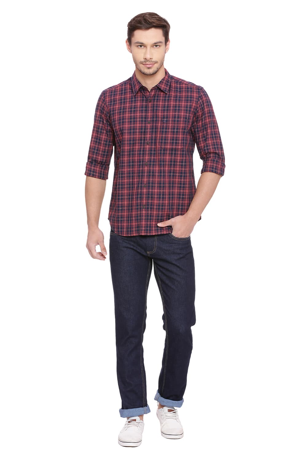 BASICS SLIM FIT CHECKS SHIRT