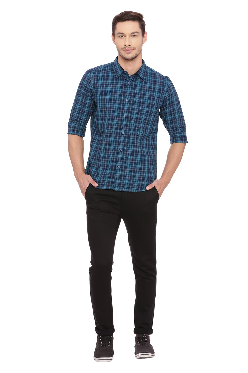 BASICS SLIM FIT CHECKS SHIRT