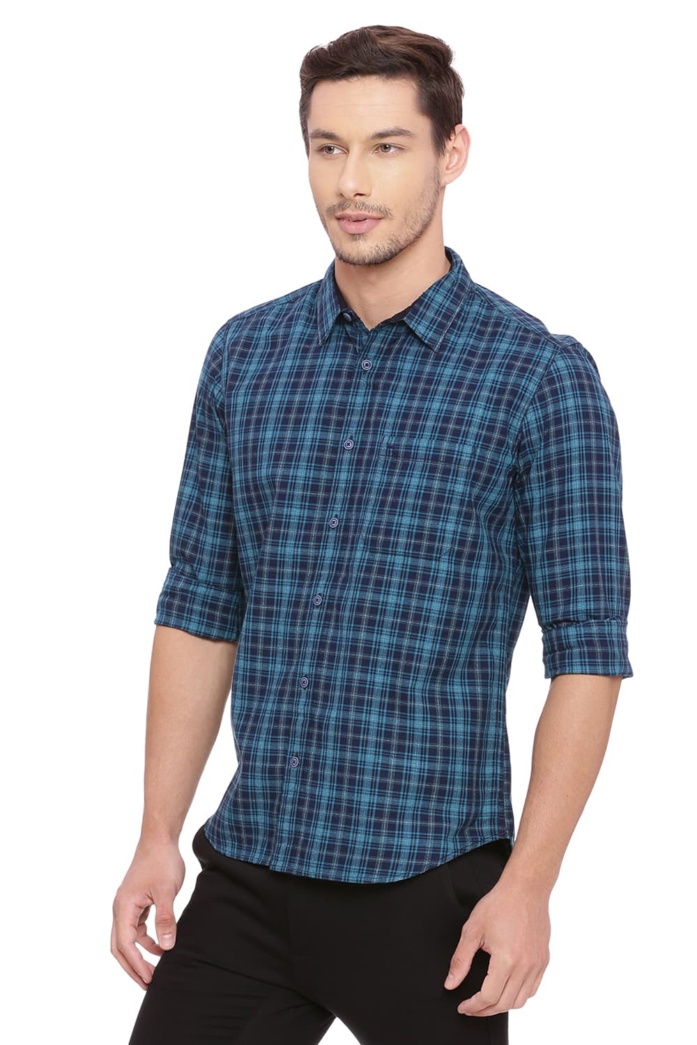 BASICS SLIM FIT CHECKS SHIRT