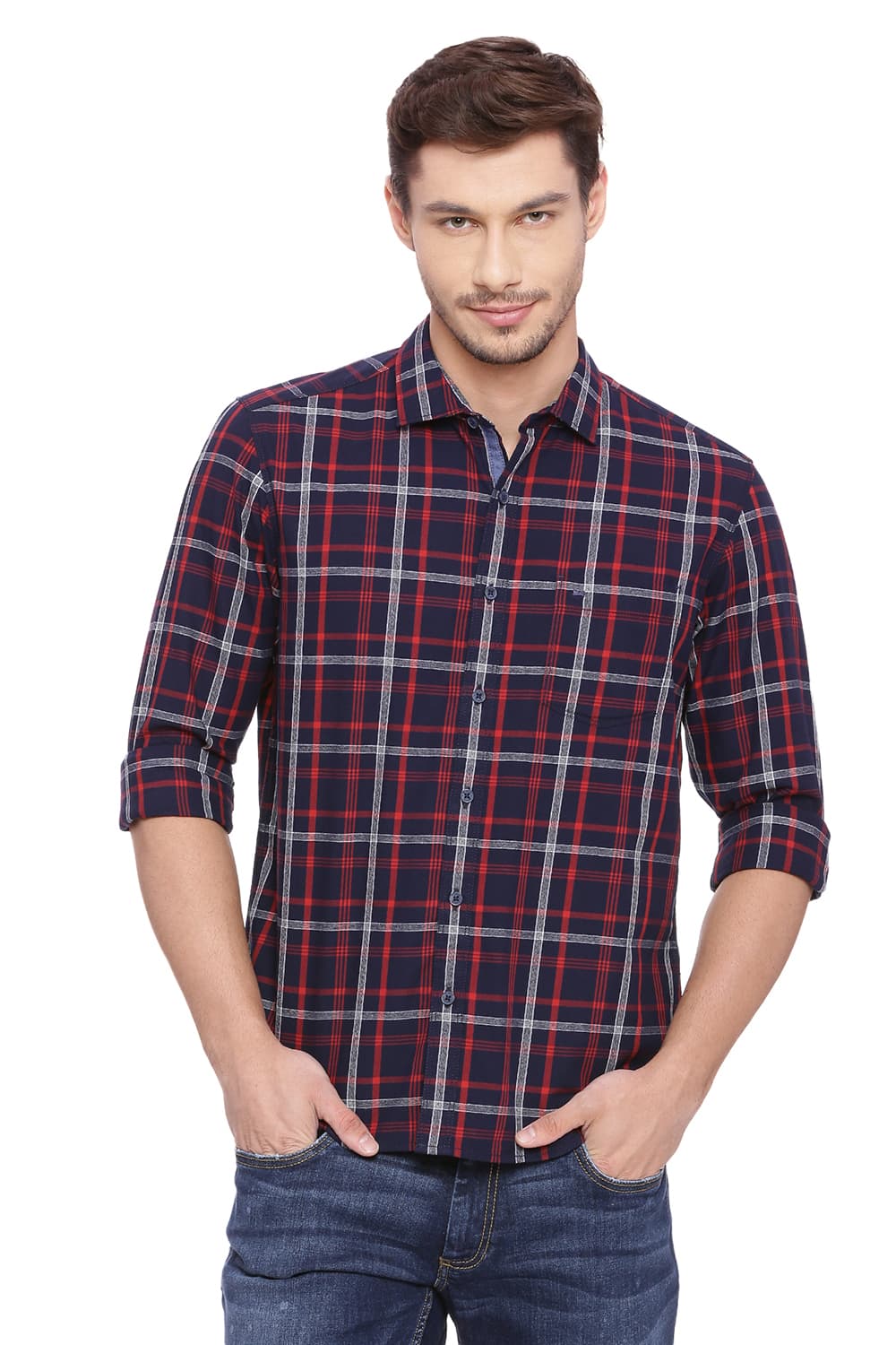 BASICS SLIM FIT CHECKS SHIRT