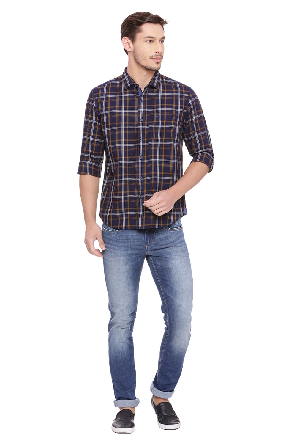 BASICS SLIM FIT CHECKS SHIRT