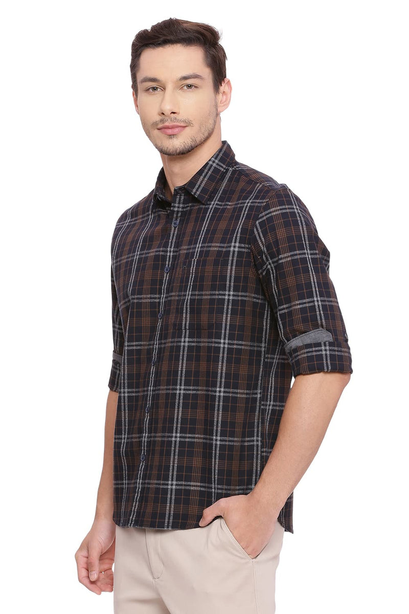 BASICS SLIM FIT CHECKS SHIRT