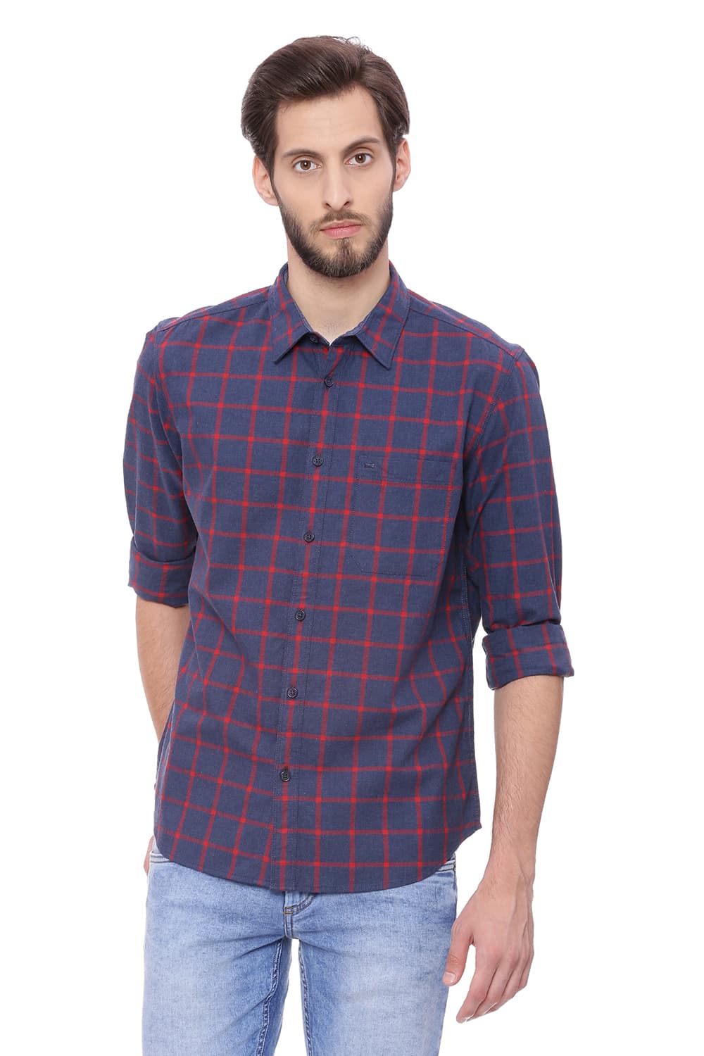 BASICS SLIM FIT CHECKS SHIRT