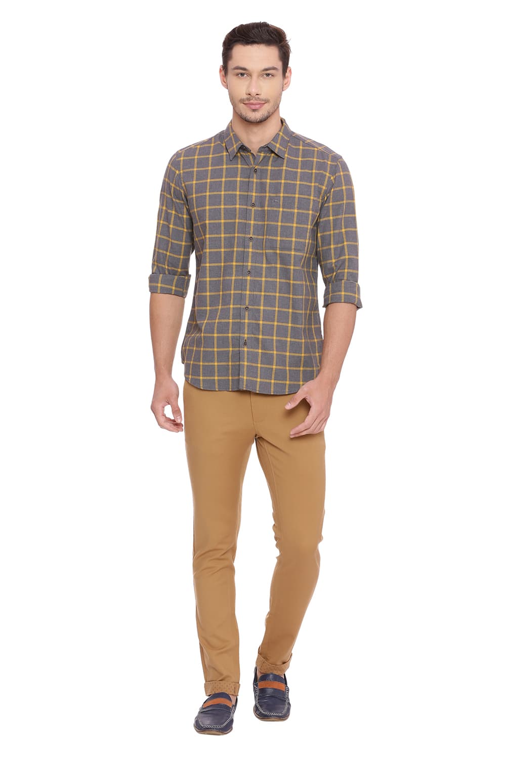 BASICS SLIM FIT CHECKS SHIRT