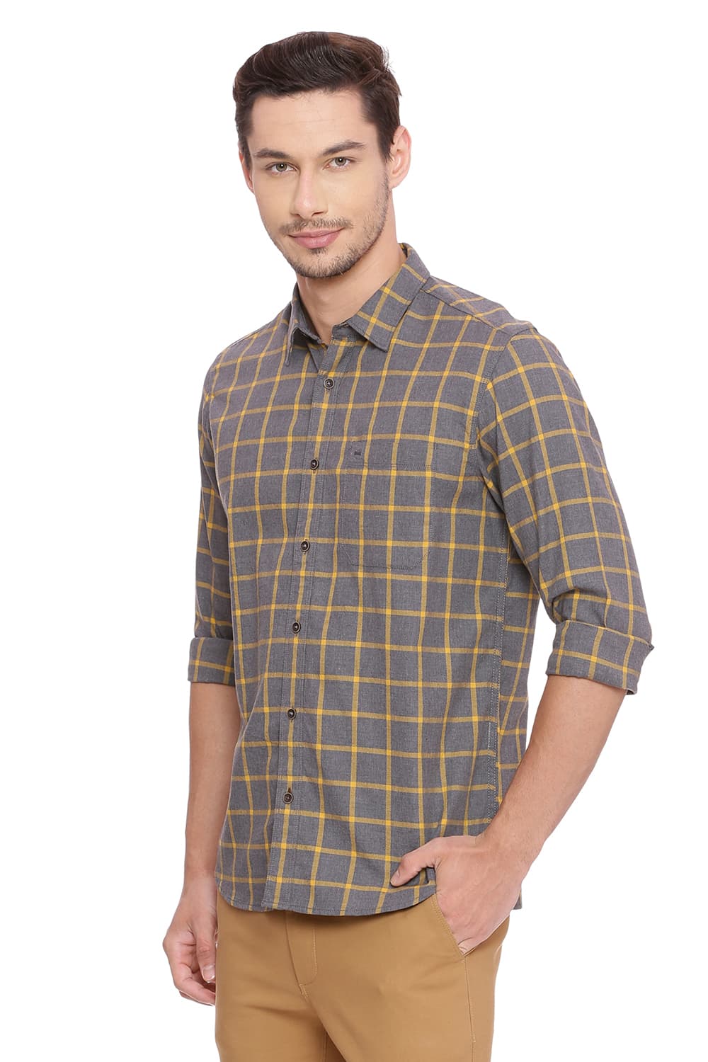 BASICS SLIM FIT CHECKS SHIRT