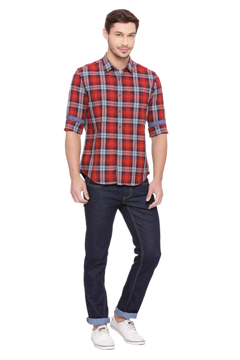 BASICS SLIM FIT CHECKS SHIRT