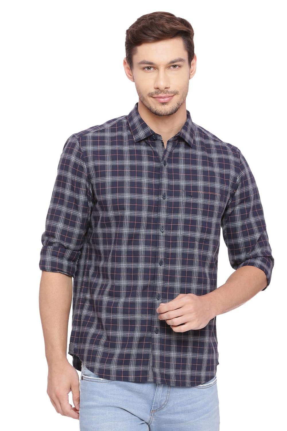 BASICS SLIM FIT CHECKS SHIRT