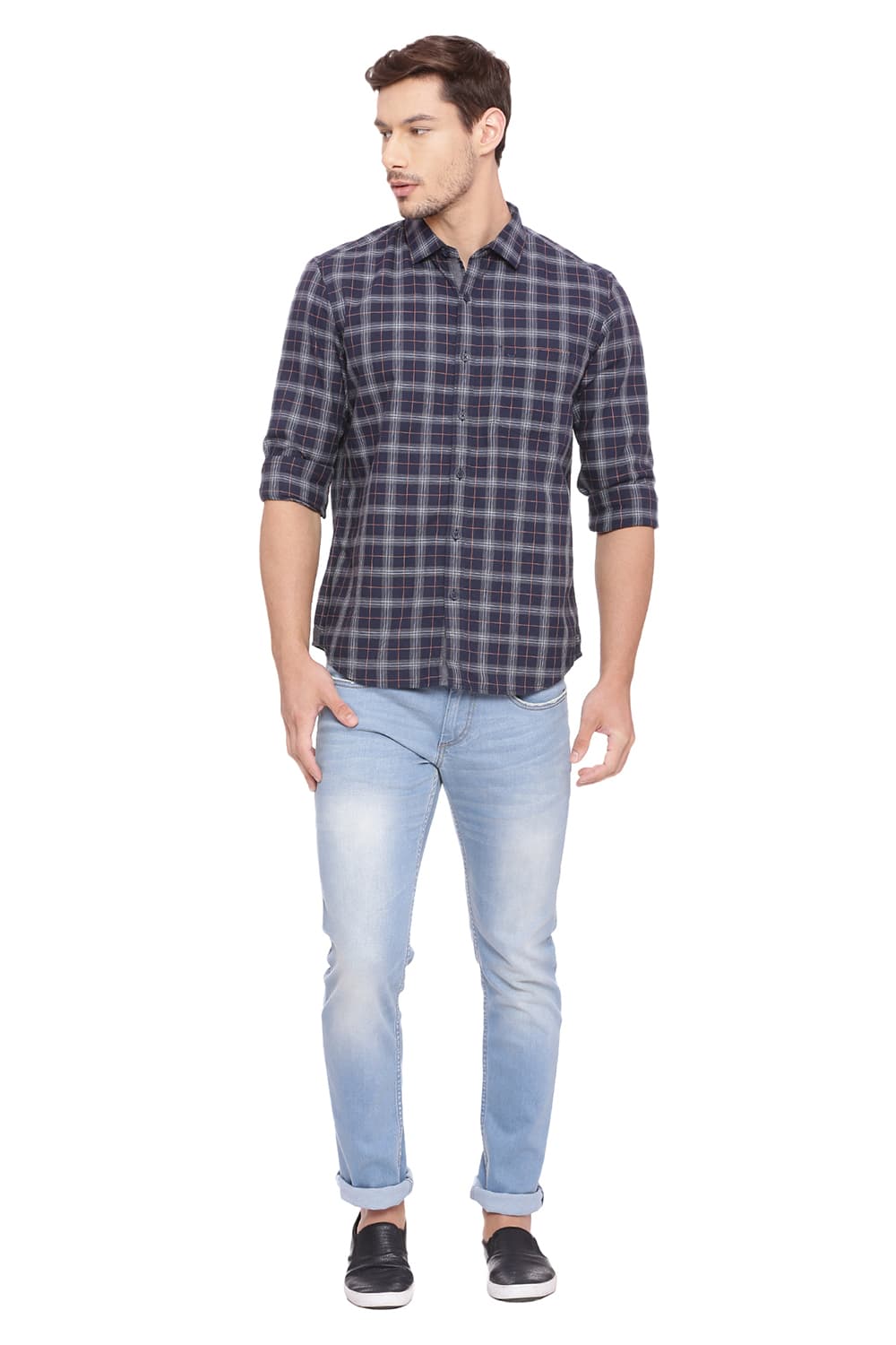 BASICS SLIM FIT CHECKS SHIRT