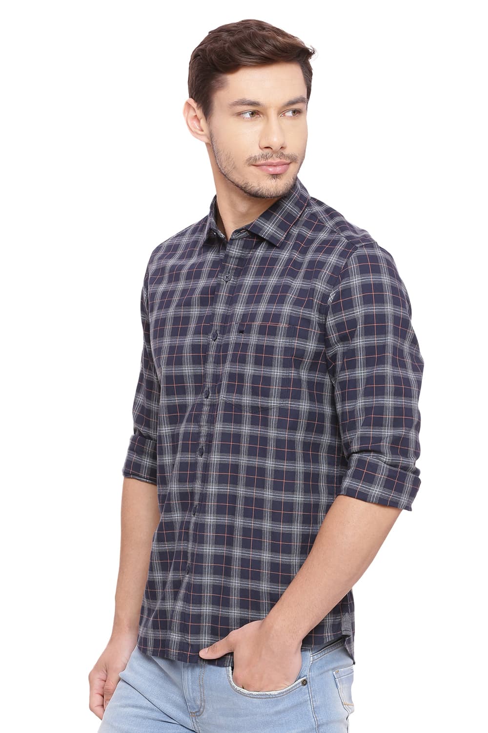 BASICS SLIM FIT CHECKS SHIRT