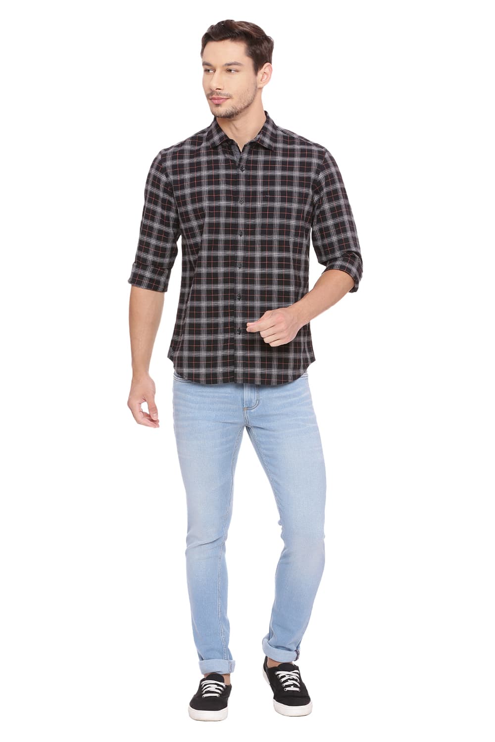 BASICS SLIM FIT CHECKS SHIRT