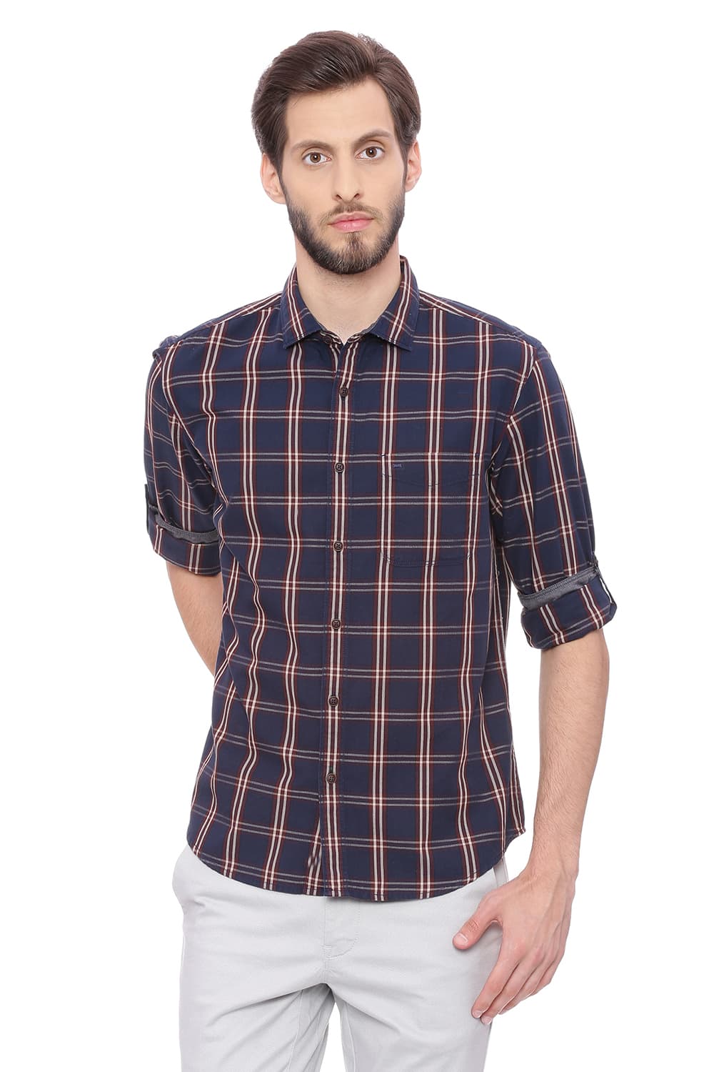 BASICS SLIM FIT CHECKS SHIRT