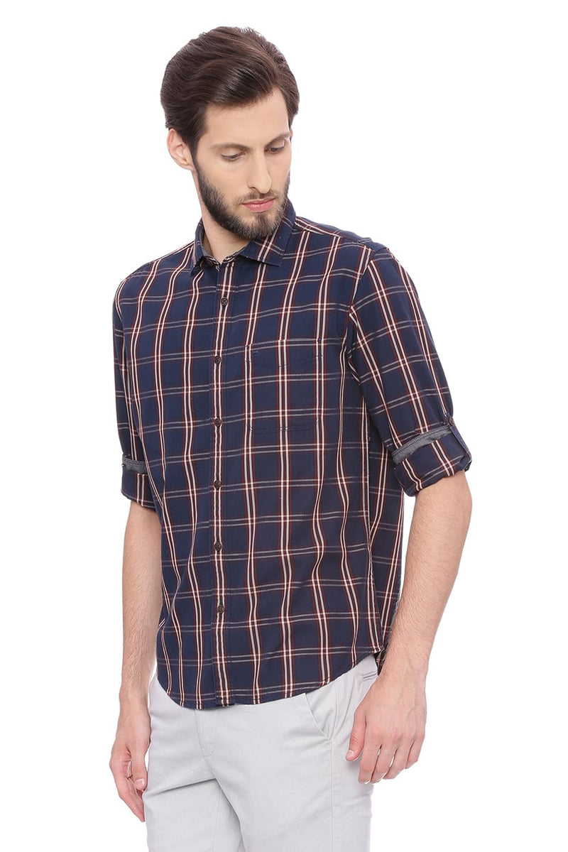 BASICS SLIM FIT CHECKS SHIRT