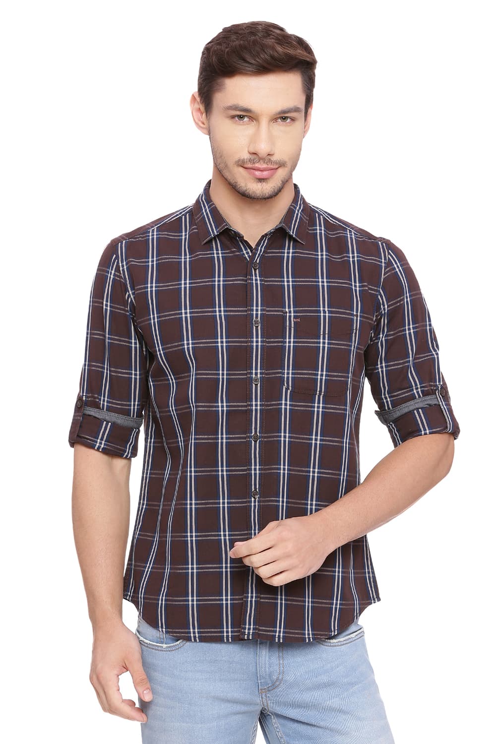 BASICS SLIM FIT CHECKS SHIRT