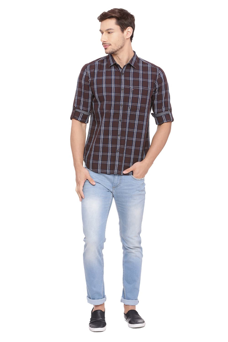 BASICS SLIM FIT CHECKS SHIRT