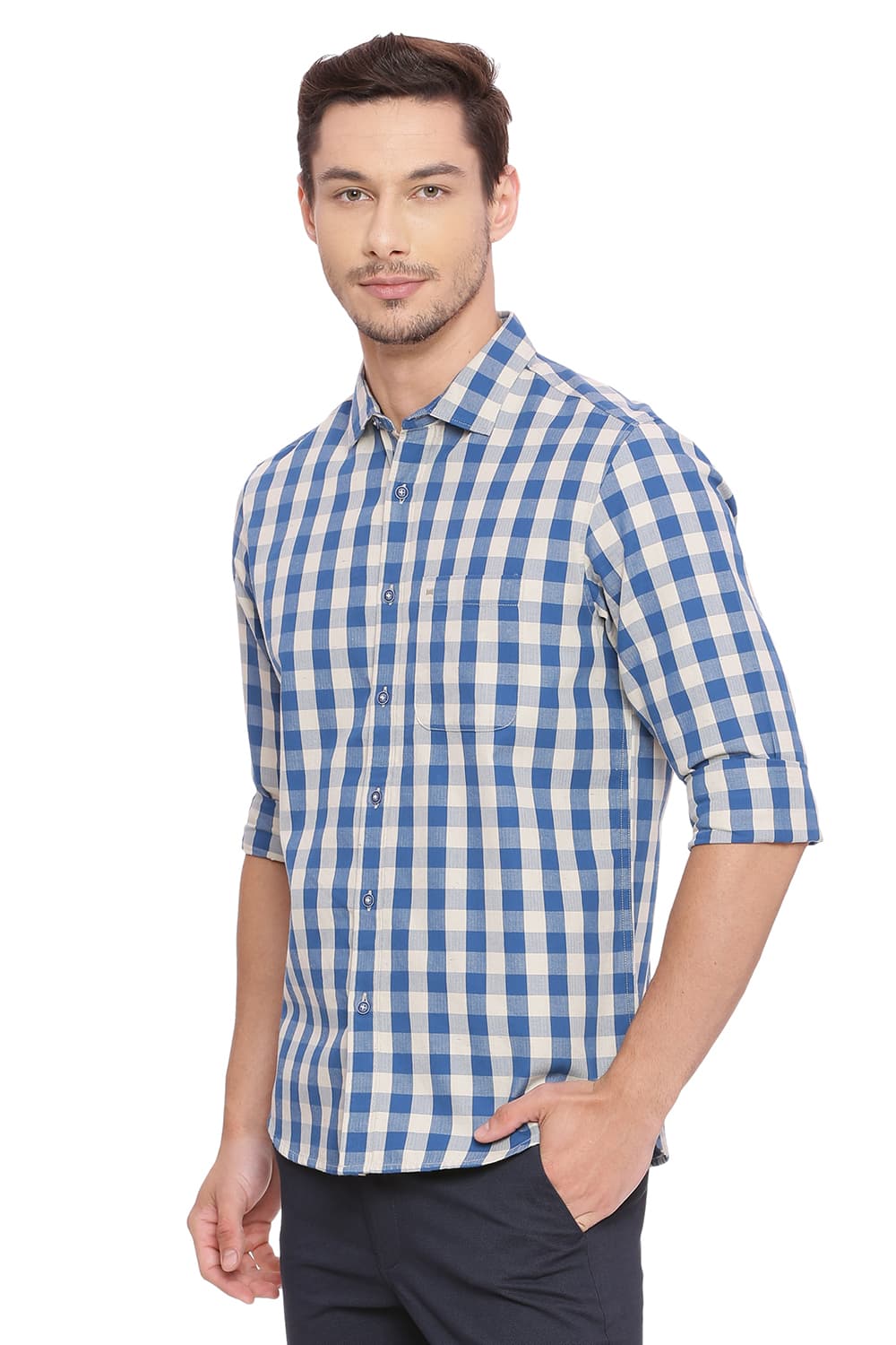 BASICS SLIM FIT CHECKS SHIRT