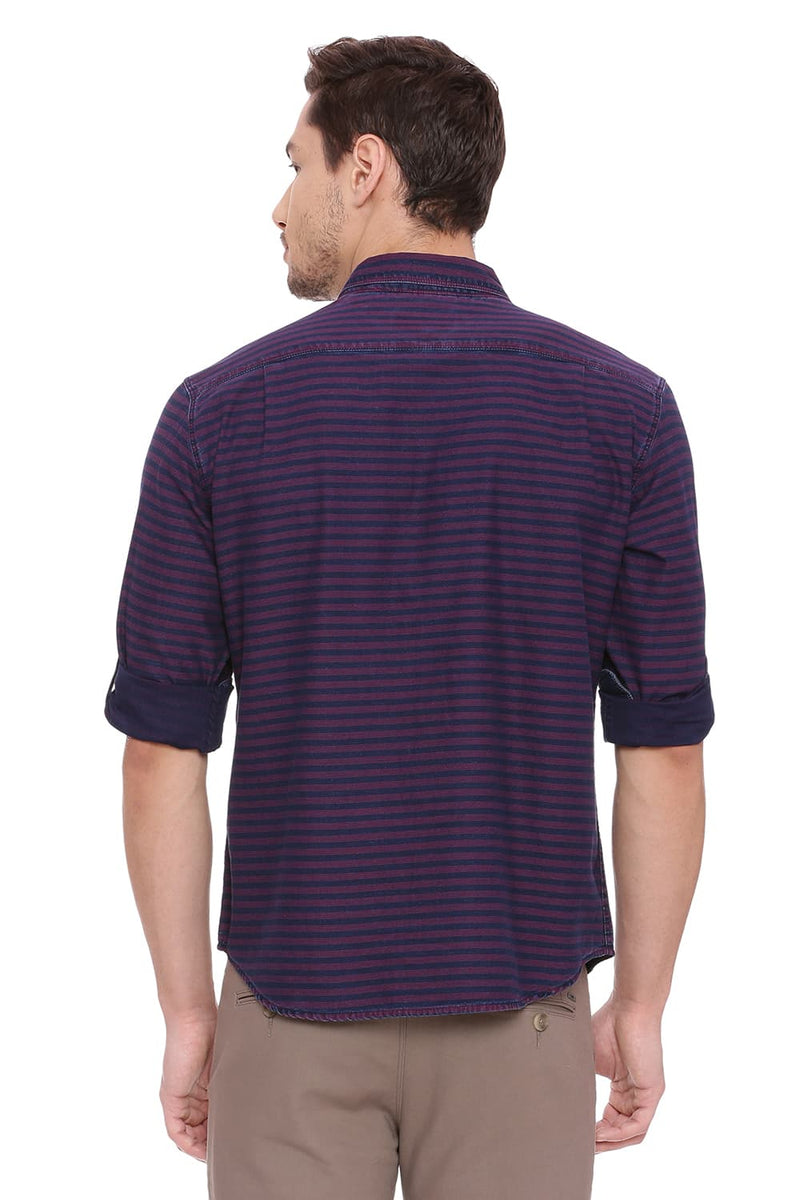 BASICS SLIM FIT WEFT STRIPES