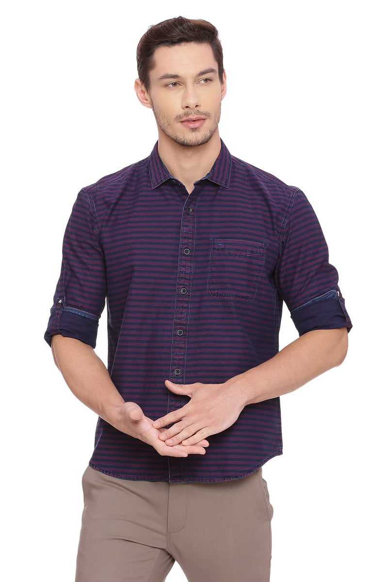 BASICS SLIM FIT WEFT STRIPES