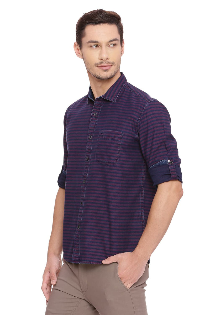 BASICS SLIM FIT WEFT STRIPES