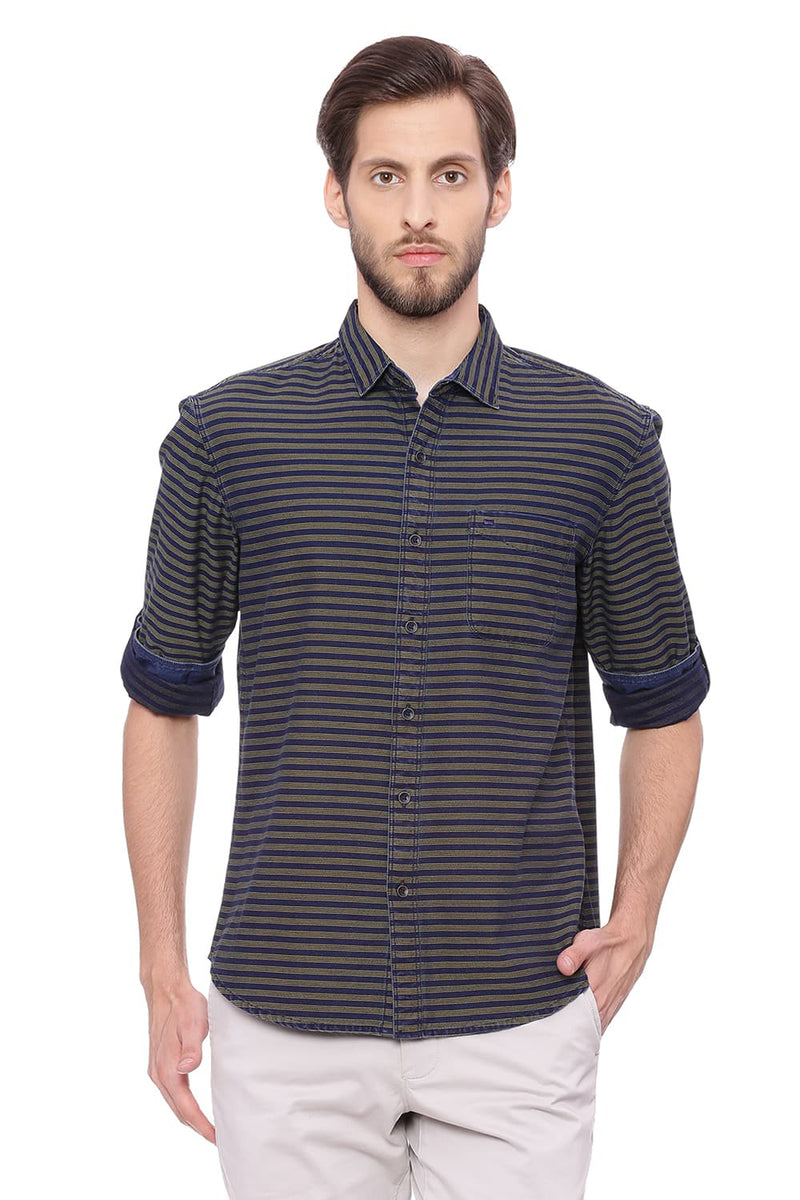 BASICS SLIM FIT WEFT STRIPES