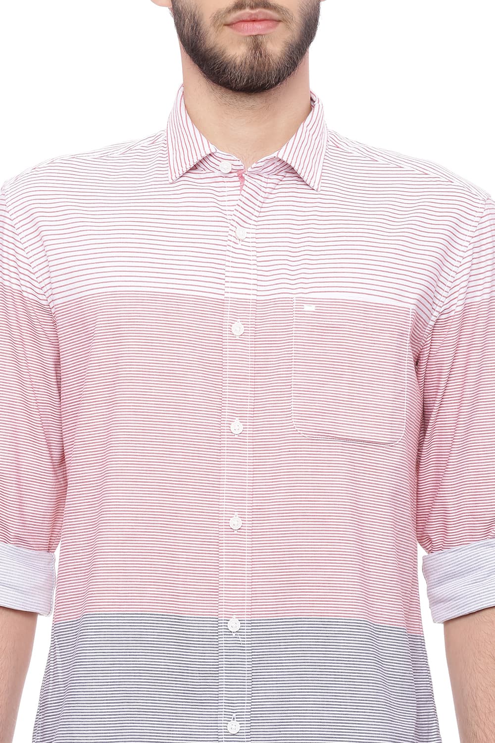 BASICS SLIM FIT WEFT STRIPES SHIRT