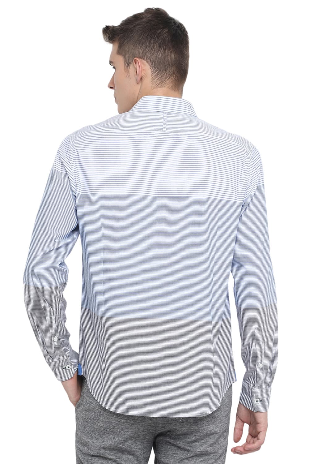 BASICS SLIM FIT WEFT STRIPES SHIRT