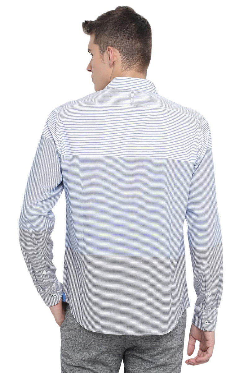 BASICS SLIM FIT WEFT STRIPES SHIRT