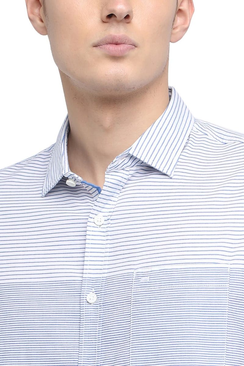 BASICS SLIM FIT WEFT STRIPES SHIRT