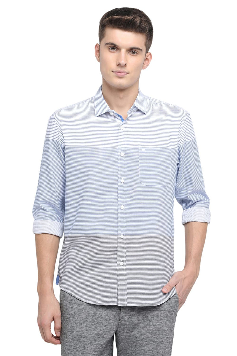 BASICS SLIM FIT WEFT STRIPES SHIRT