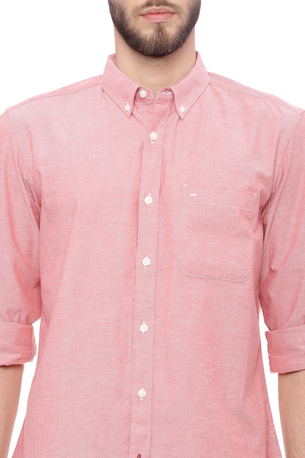 BASICS SLIM FIT CHAMBRAY SHIRT