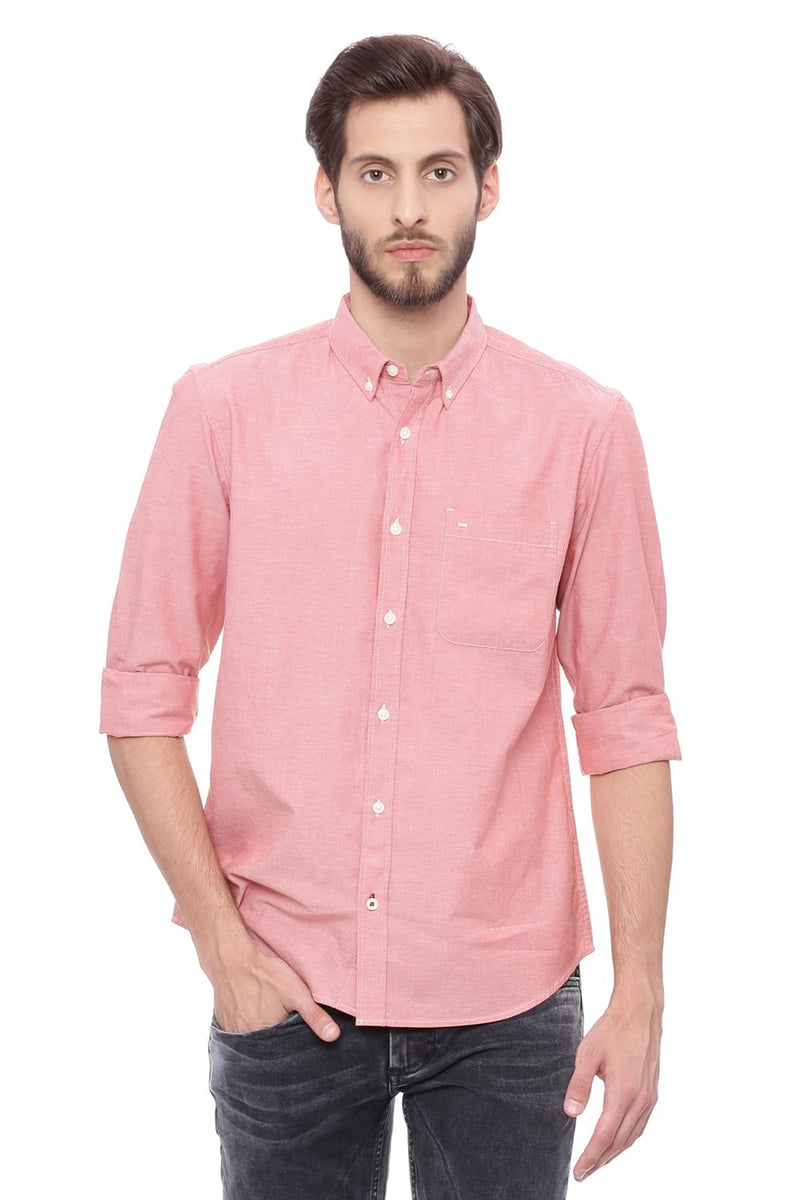 BASICS SLIM FIT CHAMBRAY SHIRT