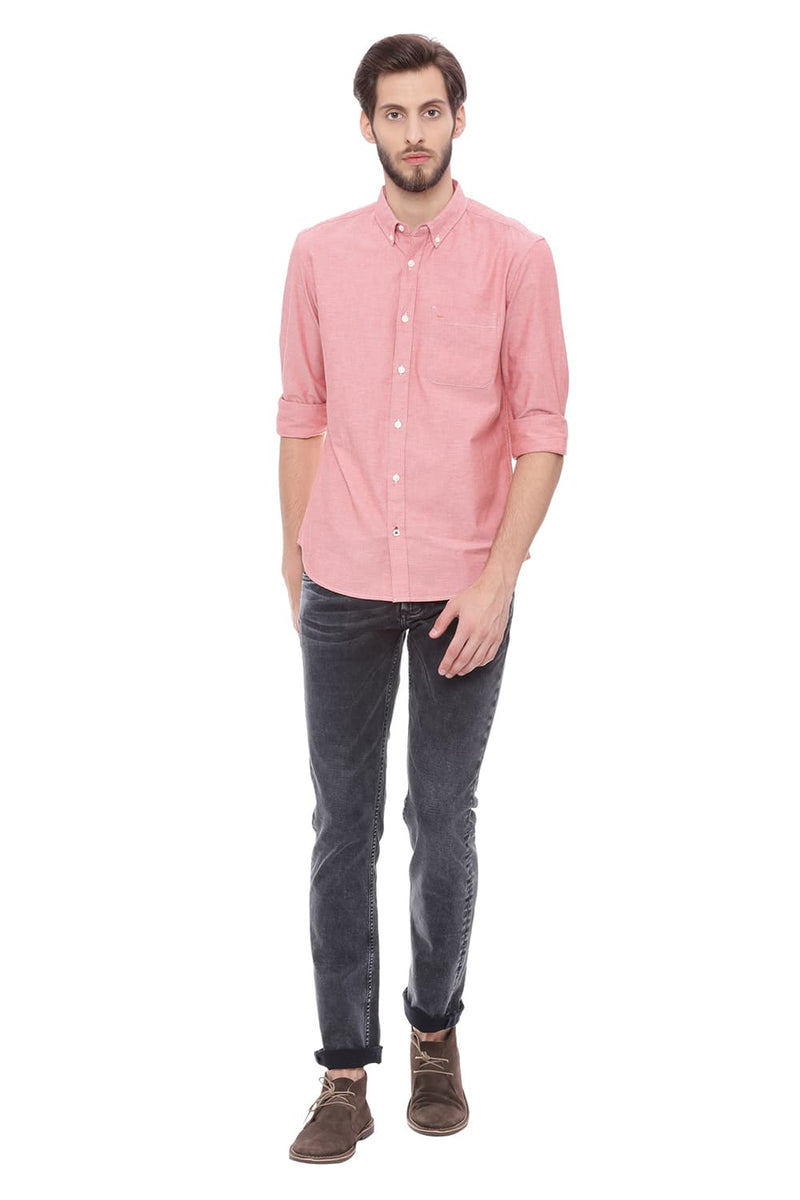 BASICS SLIM FIT CHAMBRAY SHIRT