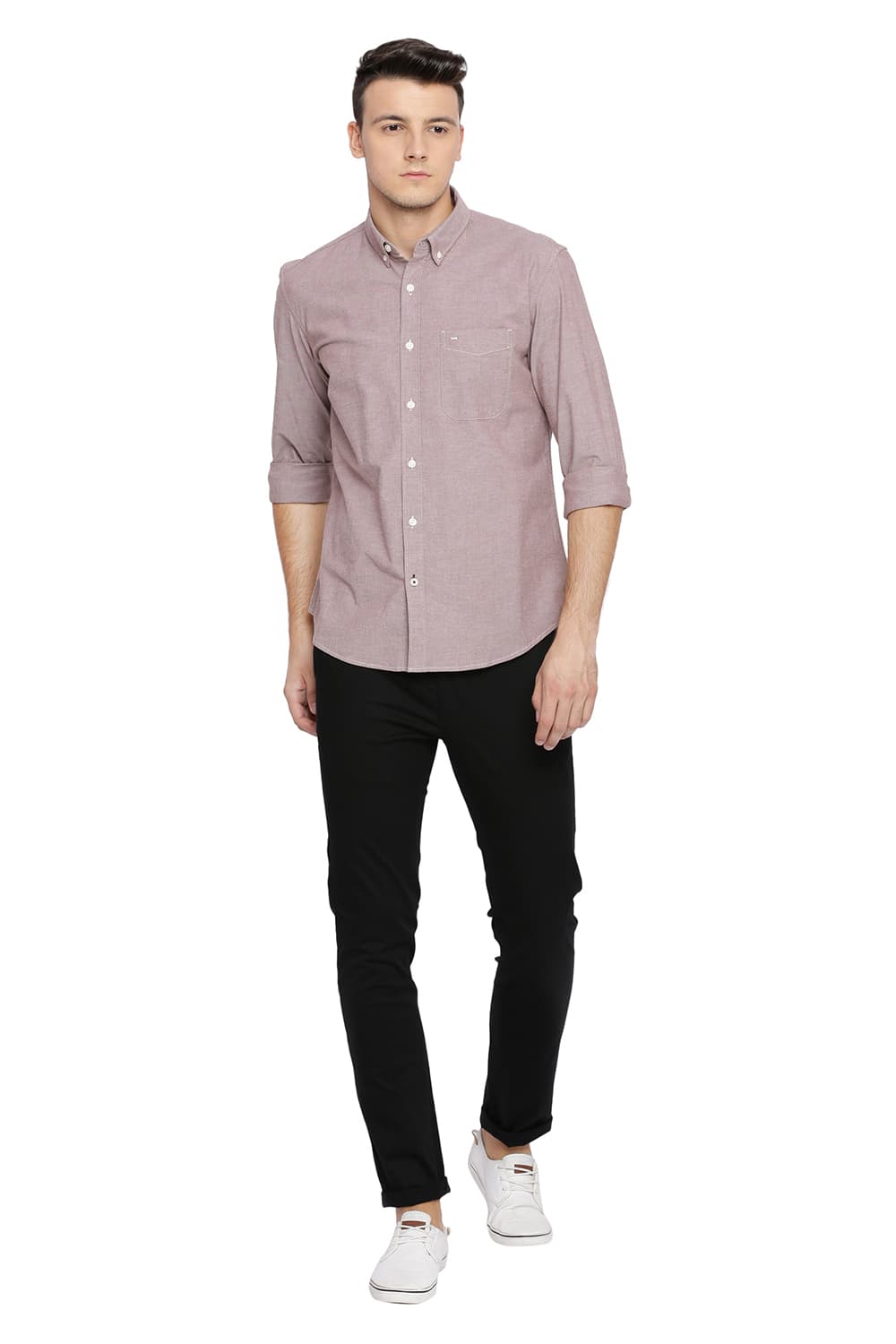 BASICS SLIM FIT CHAMBRAY SHIRT