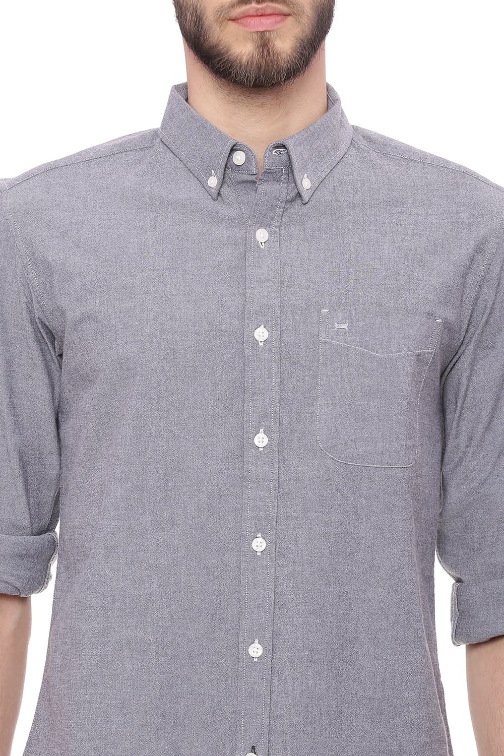 BASICS SLIM FIT CHAMBRAY SHIRT