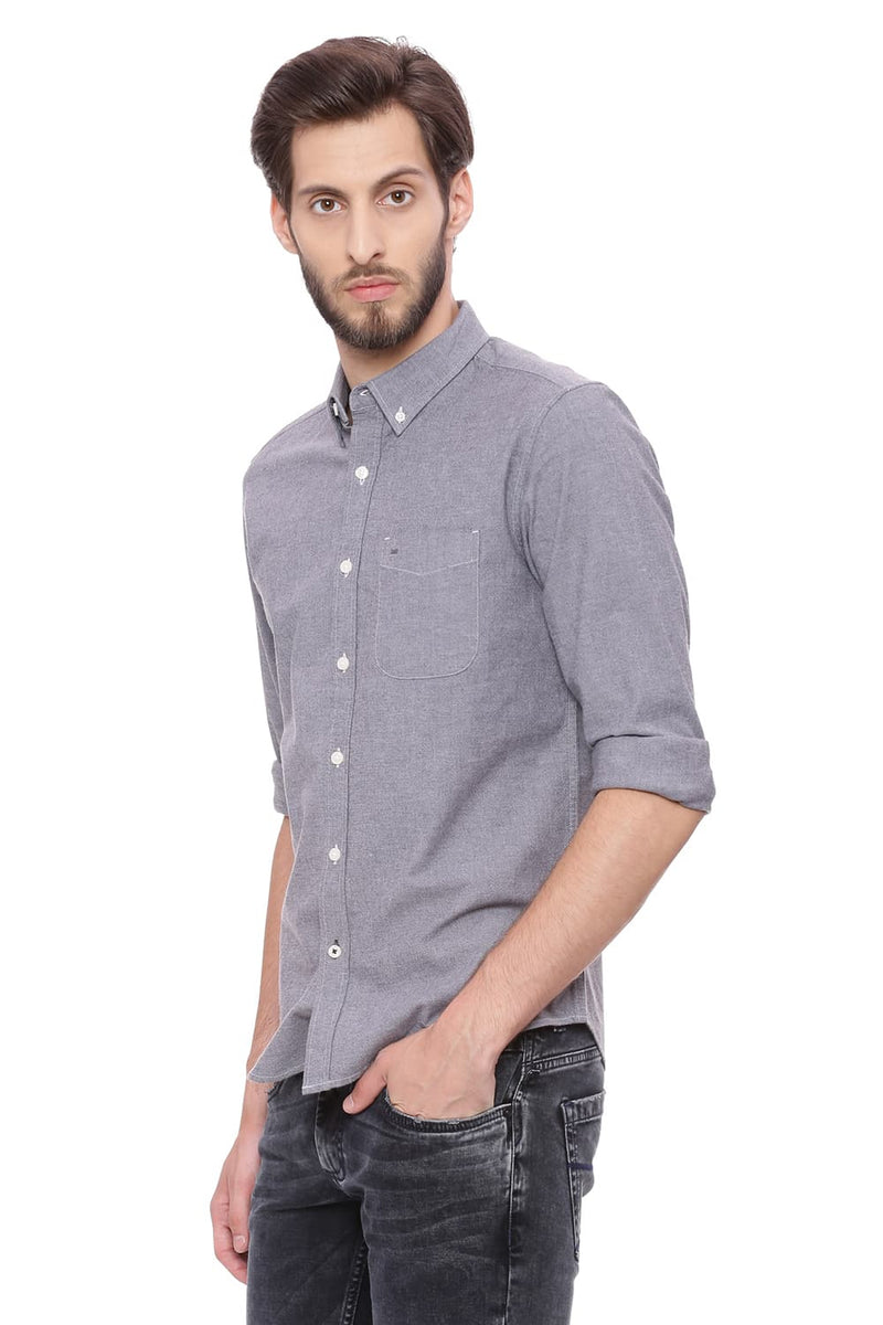 BASICS SLIM FIT CHAMBRAY SHIRT