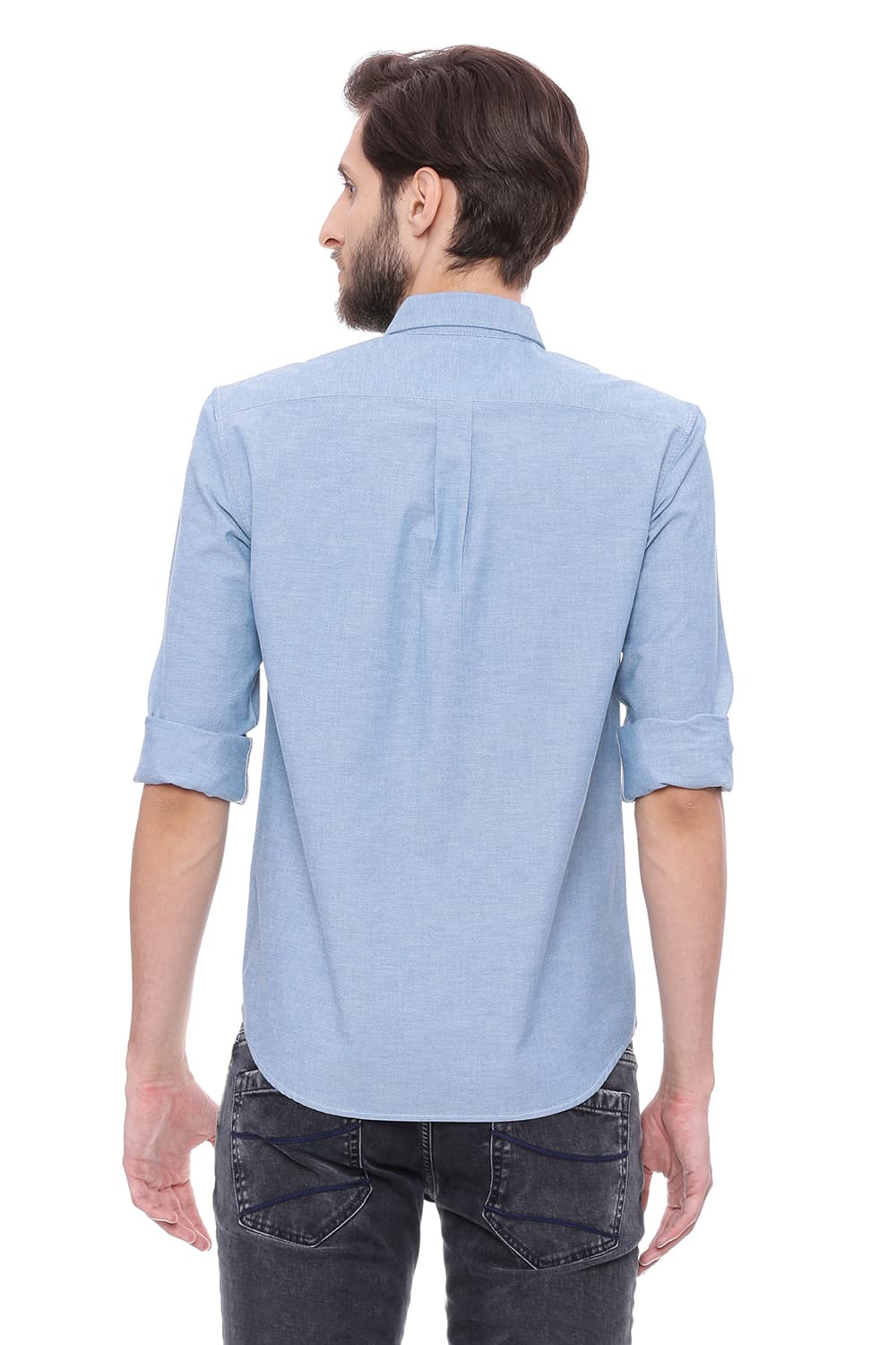 BASICS SLIM FIT CHAMBRAY SHIRT