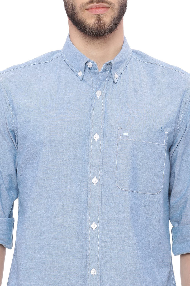 BASICS SLIM FIT CHAMBRAY SHIRT