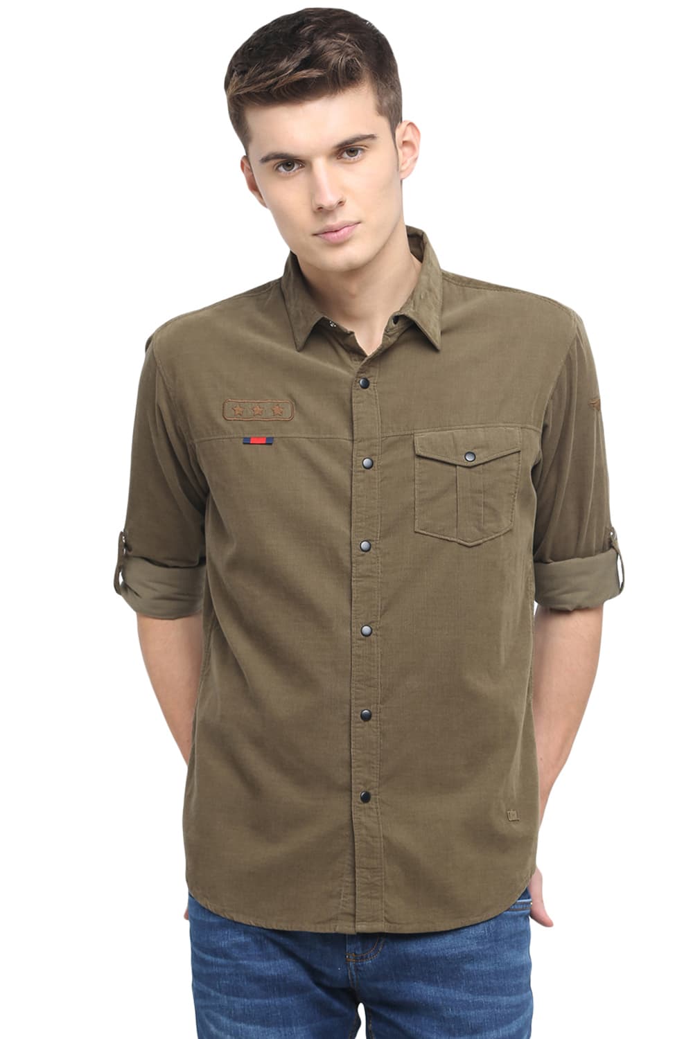 BASICS SLIM FIT CORDUROY SHIRT