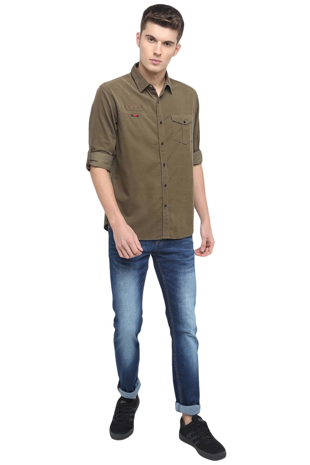 BASICS SLIM FIT CORDUROY SHIRT